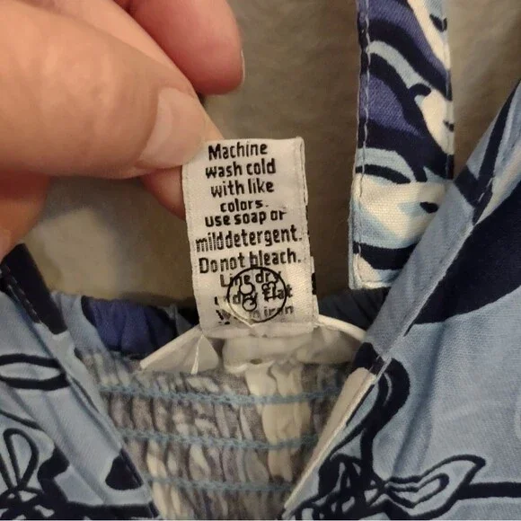 Sincerely Jules Blue White Abstract Print Wide Leg Jumpsuit Size Small - Picture 14 of 15